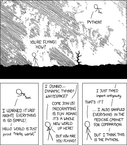 xkcd comic about getting python high